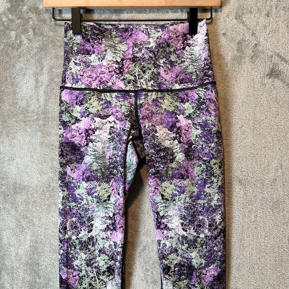 Lululemon Wunder Under High Rise Leggings Size 6 Purple Silver Black 28”‎ Inseam - Picture 3 of 7
